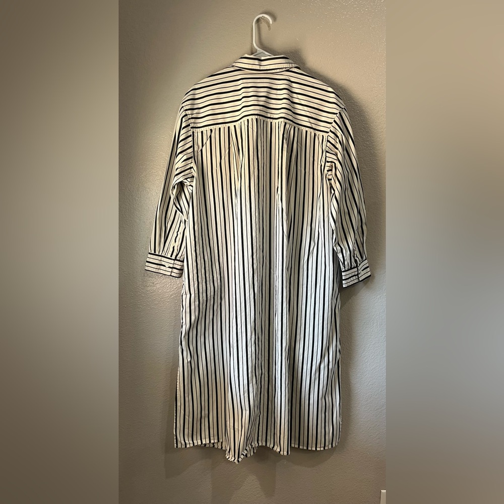 Old Navy Women’s Black Cream Striped Shirt Midi Dress Sz XL Casual Summer Chic - Picture 5 of 8
